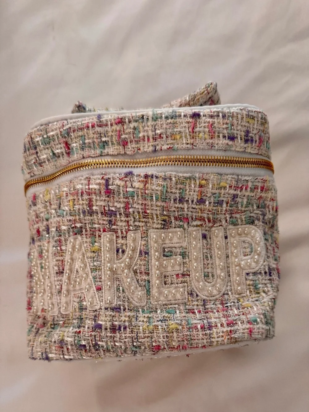 NWT Tweed Pastel Makeup Train Case